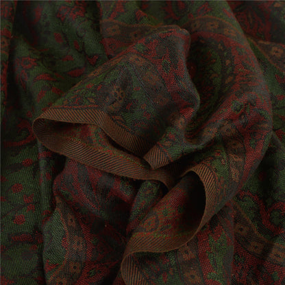 Sanskriti Vintage Dark Red Viscose Reversible Shawl Woven Long Throw Stole