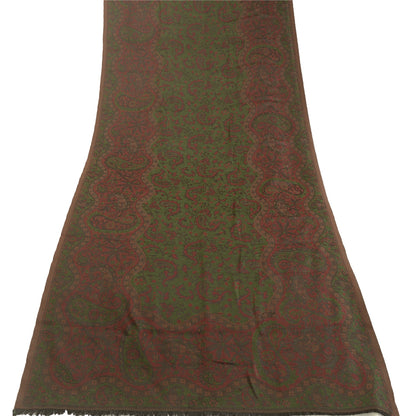 Sanskriti Vintage Dark Red Viscose Reversible Shawl Woven Long Throw Stole