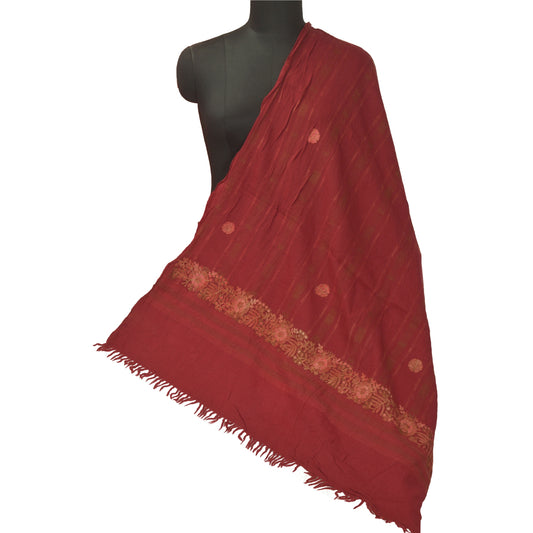 Sanskriti Vintage Pure Woolen Shawl Hand Embroidered Woven Long Throw Stole