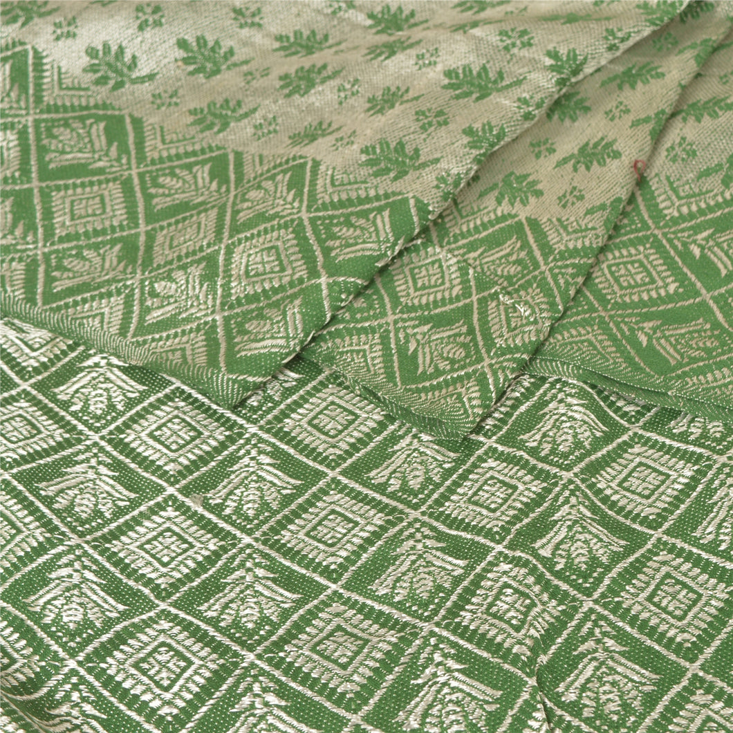 Sanskriti Green Woolen Hand Woven Reversible Shawl Long Stole Throw Scarf