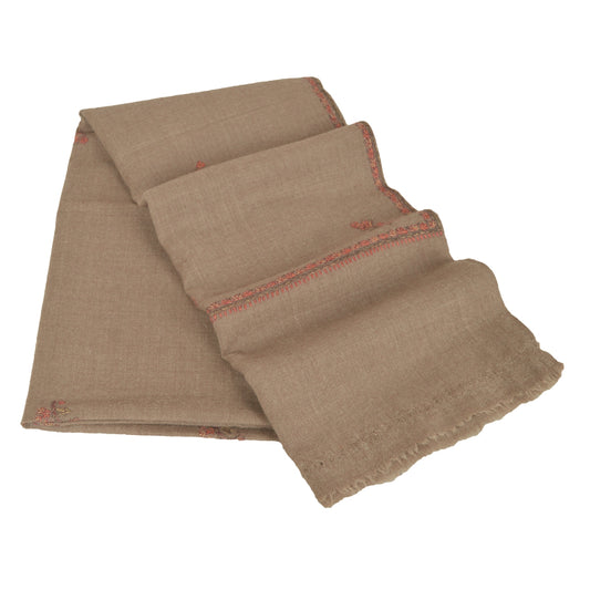 Sanskriti Vintage Brown 100% Pure Woolen Shawl Handmade Suzani Long Throw Stole