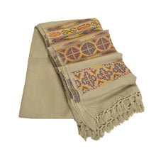 Load image into Gallery viewer, Sanskriti Vintage Brown Pure Woolen Shawl Hand-Woven Floral Long Throw Stole

