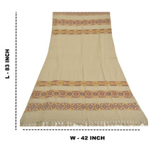 Load image into Gallery viewer, Sanskriti Vintage Brown Pure Woolen Shawl Hand-Woven Floral Long Throw Stole
