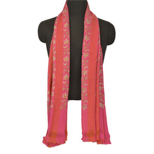 Load image into Gallery viewer, Sanskriti Vintage Peach Pure Woolen Shawl Hand Embroidered Long Throw Stole
