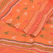 Load image into Gallery viewer, Sanskriti Vintage Orange Viscose Shawl Woven Long Throw Floral Stole
