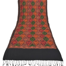 Load image into Gallery viewer, Sanskriti Vintage Black Pure Woolen Shawl Handmade Ari Work Woven Long Stole
