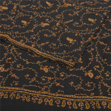 Load image into Gallery viewer, Sanskriti Vintage Black 100% Pure Wool Shawl Handmade Suzani Long Throw Stole
