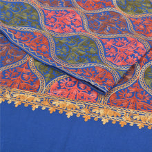 Load image into Gallery viewer, Sanskriti Vintage Blue 100% Pure Woolen Shawl Handmade Ari Work Long Stole
