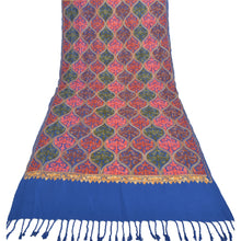 Load image into Gallery viewer, Sanskriti Vintage Blue 100% Pure Woolen Shawl Handmade Ari Work Long Stole
