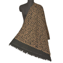Load image into Gallery viewer, Sanskriti Vintage Black Pure Woolen Shawl Handmade Suzani Long Throw Stole
