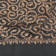 Load image into Gallery viewer, Sanskriti Vintage Black Pure Woolen Shawl Handmade Suzani Long Throw Stole
