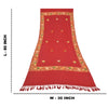 Sanskriti Vintage Long Pure Woolen Dark Red Shawl Handmade Ari Work Scarf Stole