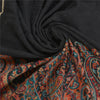 Sanskriti Vintage Long Pure Woolen Black Shawl Woven Scarf Throw Soft Stole