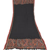 Sanskriti Vintage Long Pure Woolen Black Shawl Woven Scarf Throw Soft Stole