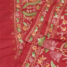 Load image into Gallery viewer, Sanskriti Vintage Long Red Pure Woolen Shawl Handmade Ari Work Scarf Stole
