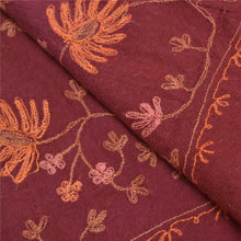 Load image into Gallery viewer, Sanskriti Vintage Long Dark Red Pure Woolen Shawl Handmade Ari Work Scarf Stole
