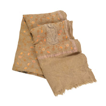 Load image into Gallery viewer, Sanskriti Vintage Long Brown Pure Woolen Shawl Handmade Ari Work Scarf Stole
