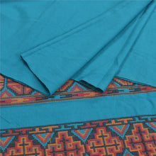 Load image into Gallery viewer, Sanskriti Vintage Long Blue Woolen Shawl Woven Scarf Throw Soft Stole
