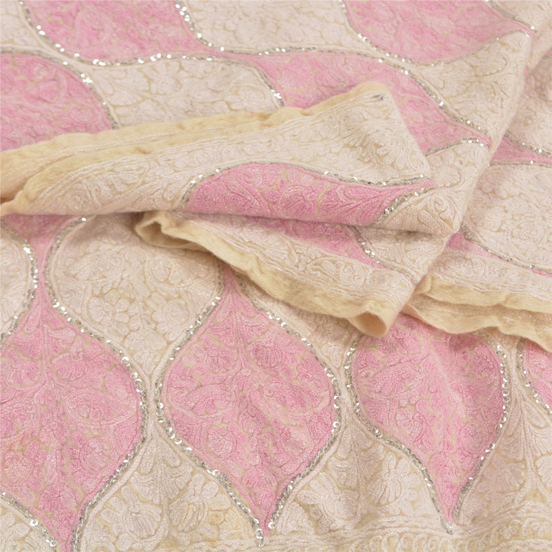 Sanskriti Vintage Long Ivory Pure Woolen Shawl Handmade Ari Work Stole mikasa upholstery fabric