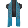 Sanskriti Vintage Long Blue Pure Woolen Shawl Hand-Woven Scarf Throw Stole