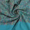 Sanskriti Vintage Long Blue Pure Woolen Shawl Hand-Woven Scarf Throw Stole