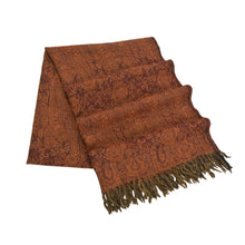 Load image into Gallery viewer, Sanskriti Vintage Long Brown 100% Pure Woolen Shawl Woven Scarf Throw Stole
