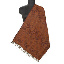 Load image into Gallery viewer, Sanskriti Vintage Long Brown 100% Pure Woolen Shawl Woven Scarf Throw Stole
