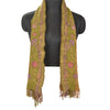 Sanskriti Vintage Long Green Pure Woolen Shawl Handmade Ari Work Scarf Stole