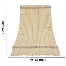 Load image into Gallery viewer, Sanskriti Vintage Ivory Pure Woolen Handmade Kullu Shawl Long Throw Stole
