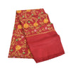 Sanskriti Vintage Long Red Woolen Shawl Hand Embroidered Ari Work Scarf Stole