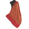Sanskriti Vintage Long Red Woolen Shawl Hand Embroidered Ari Work Scarf Stole