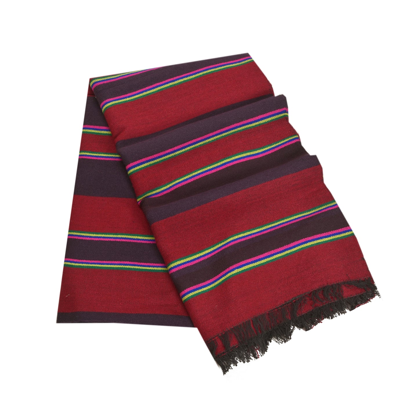 Sanskriti Vintage Long Dark Red Woolen Shawl Woven Scarf Throw Soft Stole