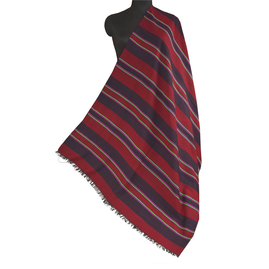 Sanskriti Vintage Long Dark Red Woolen Shawl Woven Scarf Throw Soft Stole