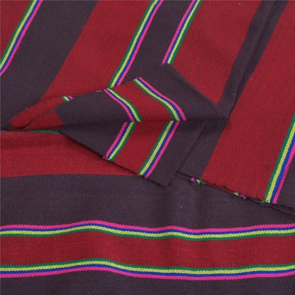 Sanskriti Vintage Long Dark Red Woolen Shawl Woven Scarf Throw Soft Stole