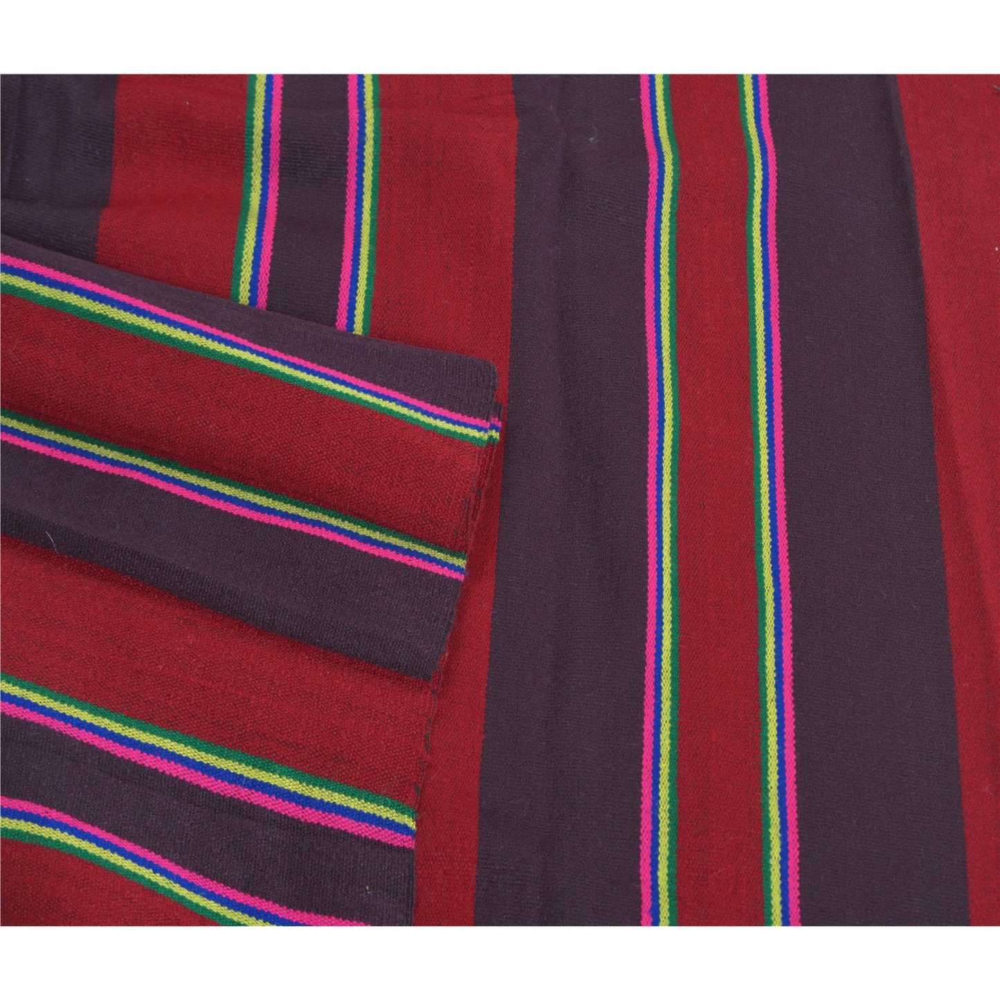 Sanskriti Vintage Long Dark Red Woolen Shawl Woven Scarf Throw Soft Stole