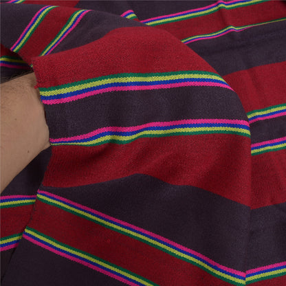 Sanskriti Vintage Long Dark Red Woolen Shawl Woven Scarf Throw Soft Stole