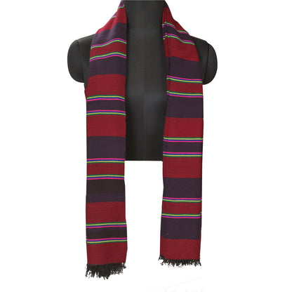 Sanskriti Vintage Long Dark Red Woolen Shawl Woven Scarf Throw Soft Stole