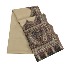 Load image into Gallery viewer, Sanskriti Vintage Long Ivory Pure Woolen Shawl Woven Scarf Throw Soft Stole
