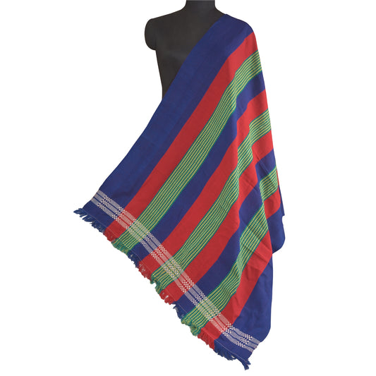 Sanskriti Vintage Long Blend Silk Multi Color Shawl Woven Scarf Throw Soft Stole