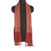 Sanskriti Vintage Long Red Pure Woolen Shawl Handmade Ari Work Scarf Stole
