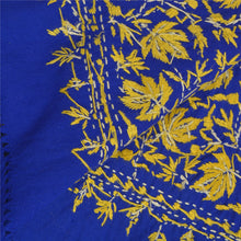 Load image into Gallery viewer, Sanskriti Vintage Long Blue Pure Woolen Shawl Hand Embroidered Scarf Throw Stole
