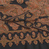 Sanskriti Vintage Long Black Pure Woolen Shawl Woven Scarf Throw Soft Stole
