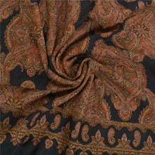 Load image into Gallery viewer, Sanskriti Vintage Long Black Pure Woolen Shawl Woven Scarf Throw Soft Stole
