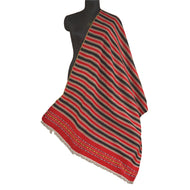 Sanskriti Vintage Long Red Woolen Shawl Hand-Woven Scarf Throw Soft Stole