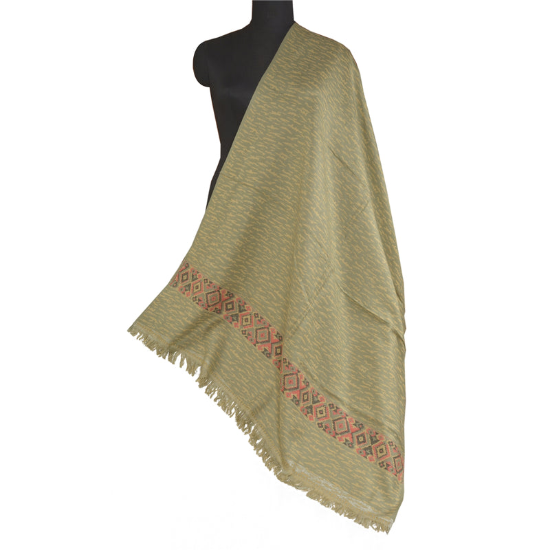 Sanskriti Vintage Long Grey Pure Woolen Shawl Woven Scarf Throw Soft Stole