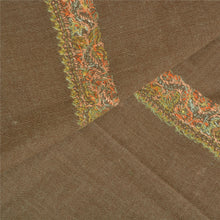 Load image into Gallery viewer, Sanskriti Vintage Long Pure Woolen Brown Shawl Handembroidery Suzani Scarf Stole
