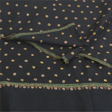 Load image into Gallery viewer, Sanskriti Vintage Long Pure Woolen Black Shawl Handmade Suzani Scarf Stole
