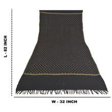 Load image into Gallery viewer, Sanskriti Vintage Long Pure Woolen Black Shawl Handmade Suzani Scarf Stole
