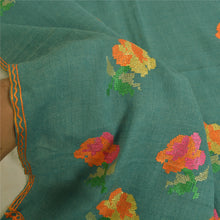 Load image into Gallery viewer, Sanskriti Vintage Long Pure Woolen Green Shawl Sindhi Embroidered Scarf Stole
