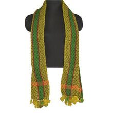 Load image into Gallery viewer, Sanskriti Vintage Long Woollen Yellow Shawl Woven Scarf Throw Soft Stole
